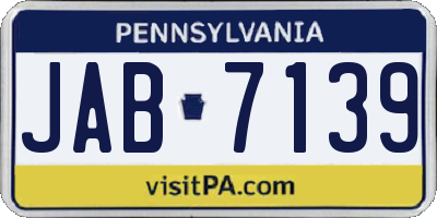 PA license plate JAB7139