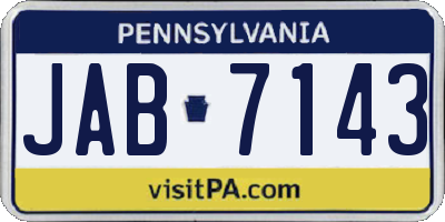 PA license plate JAB7143