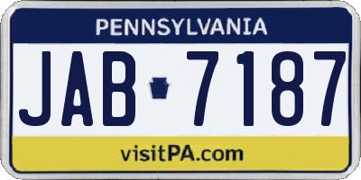 PA license plate JAB7187