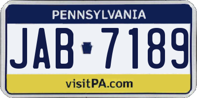 PA license plate JAB7189