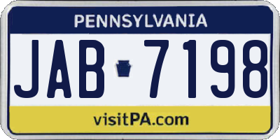 PA license plate JAB7198