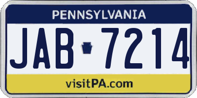 PA license plate JAB7214