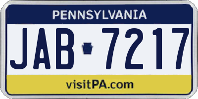 PA license plate JAB7217