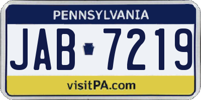 PA license plate JAB7219