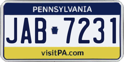 PA license plate JAB7231