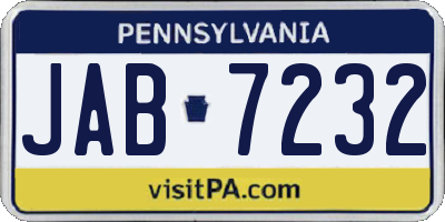 PA license plate JAB7232