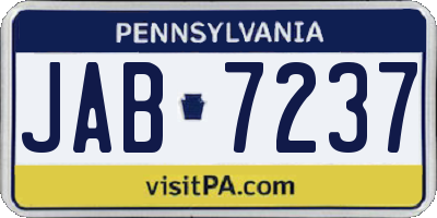PA license plate JAB7237