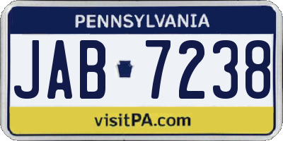 PA license plate JAB7238