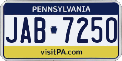 PA license plate JAB7250