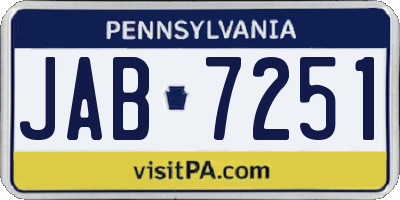 PA license plate JAB7251