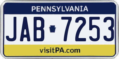 PA license plate JAB7253