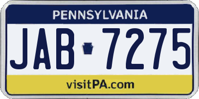 PA license plate JAB7275