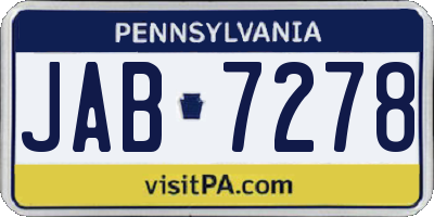 PA license plate JAB7278