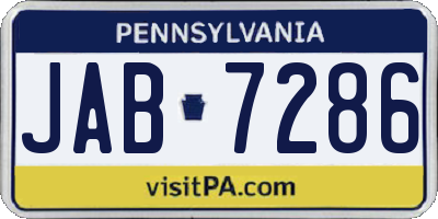 PA license plate JAB7286
