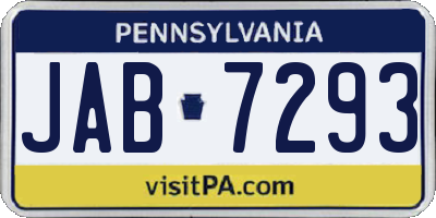 PA license plate JAB7293