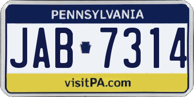 PA license plate JAB7314