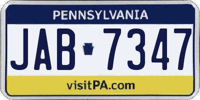 PA license plate JAB7347
