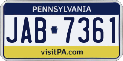 PA license plate JAB7361