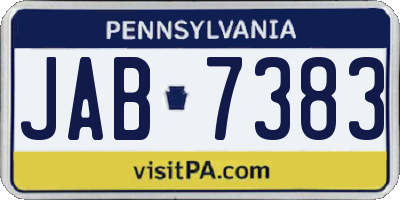 PA license plate JAB7383