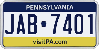 PA license plate JAB7401