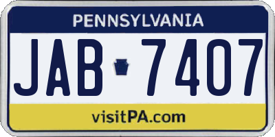 PA license plate JAB7407