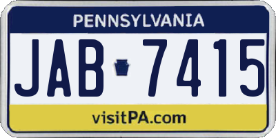 PA license plate JAB7415