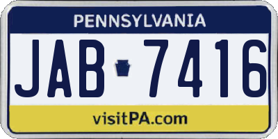 PA license plate JAB7416