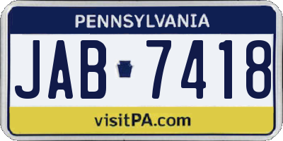 PA license plate JAB7418