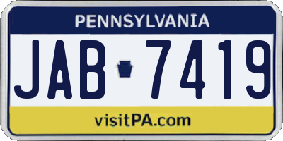 PA license plate JAB7419
