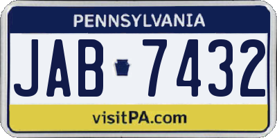 PA license plate JAB7432