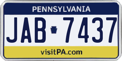 PA license plate JAB7437