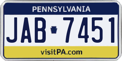 PA license plate JAB7451