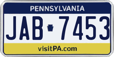 PA license plate JAB7453