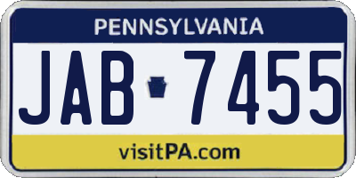 PA license plate JAB7455