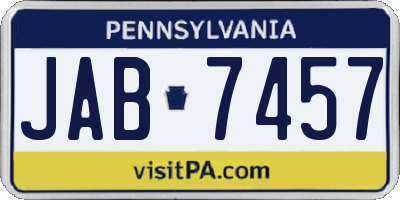 PA license plate JAB7457