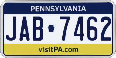 PA license plate JAB7462
