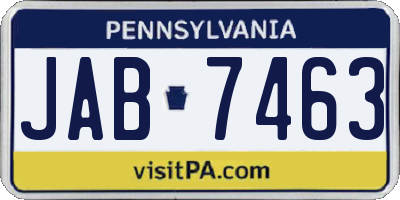 PA license plate JAB7463