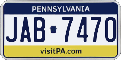 PA license plate JAB7470