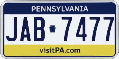PA license plate JAB7477