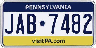 PA license plate JAB7482