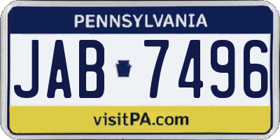 PA license plate JAB7496