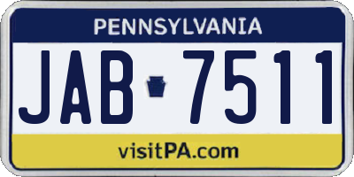 PA license plate JAB7511