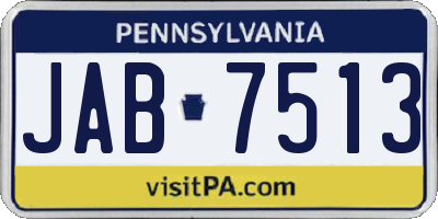 PA license plate JAB7513