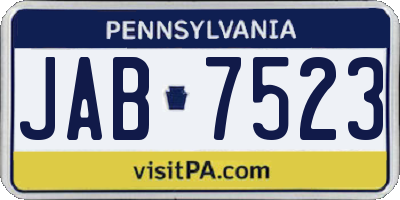 PA license plate JAB7523