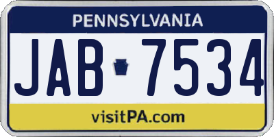 PA license plate JAB7534