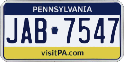 PA license plate JAB7547