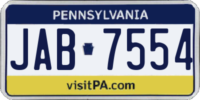 PA license plate JAB7554