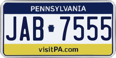 PA license plate JAB7555