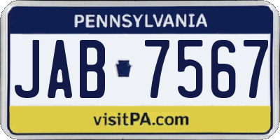 PA license plate JAB7567