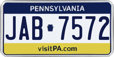 PA license plate JAB7572